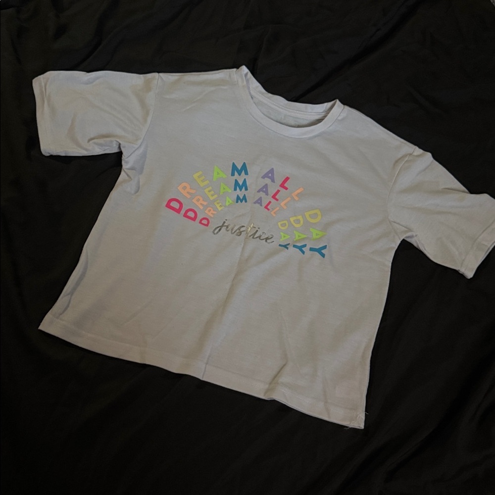 Justice White Pajama Top with Colorful Dream Print